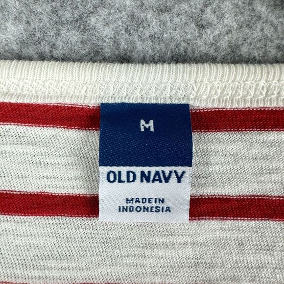 Old Navy Top Womens M Red Striped High Hip Short Sleeve Slub Knit Shirt NEW - Picture 11 of 13